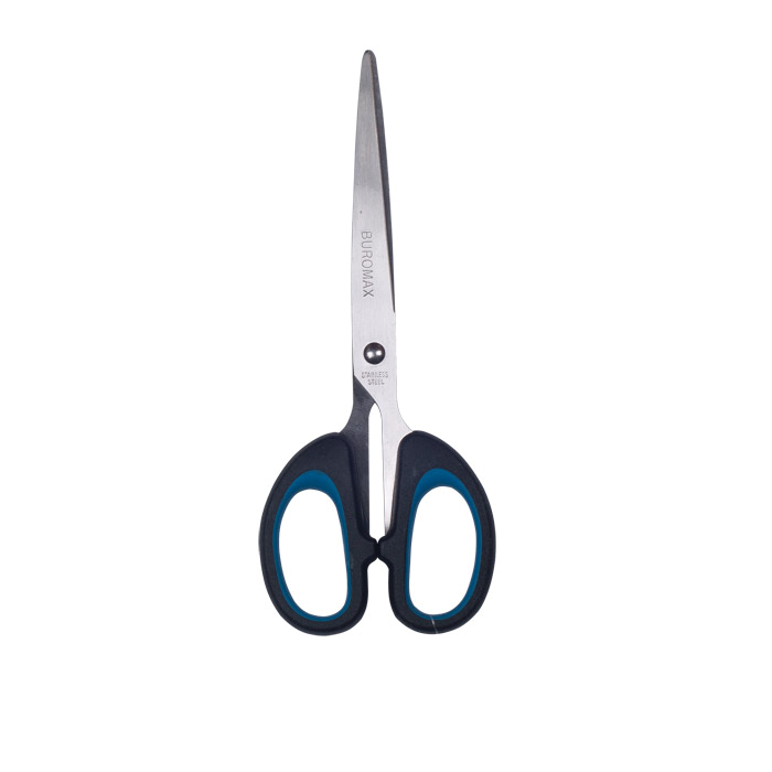 Ножицi офiснi, JOBMAX, 207 мм, з син. гум.вставками, чорні BM.4534-02 BUROMAX